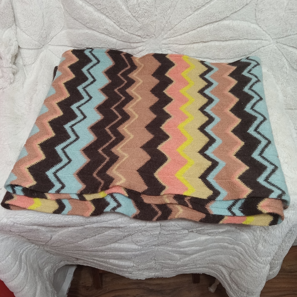 MISSONI FOR TARGET INFINITY SCARF WARM SPRING COLORS WOOL BLEND CHEVRON